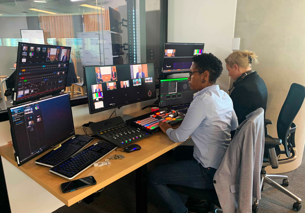 video production team managing livestream